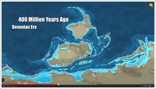 แผนที่โลก 400 ล้านปีก่อน